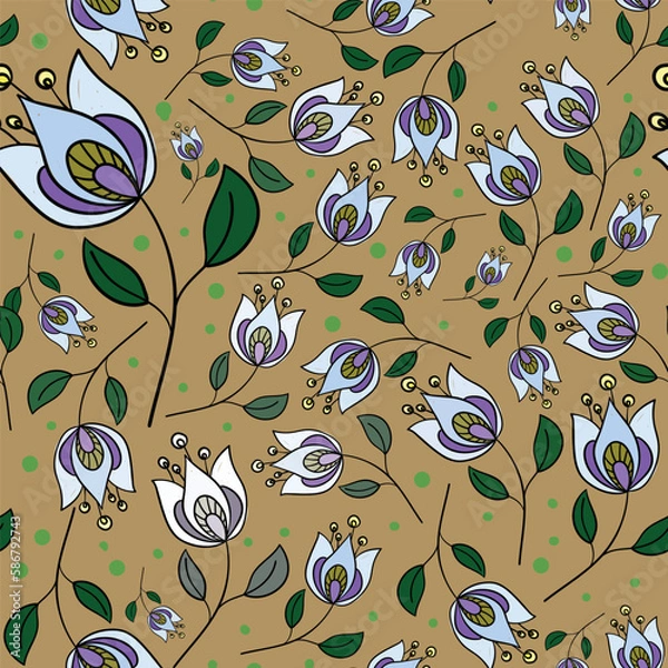 Obraz Vector seamless pattern with beautiful flowers.