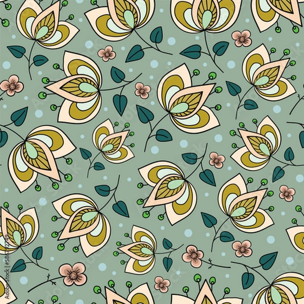 Obraz Vector seamless pattern with different plants.