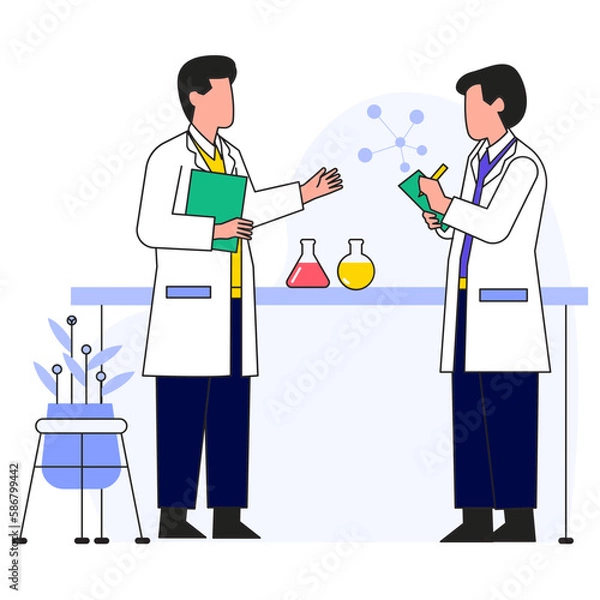 Obraz Sharing Scientist 2D Color Illustrations