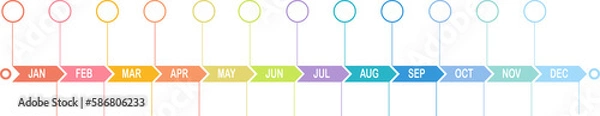 Fototapeta Infographic 12 steps Timeline in 1 year template business data illustration