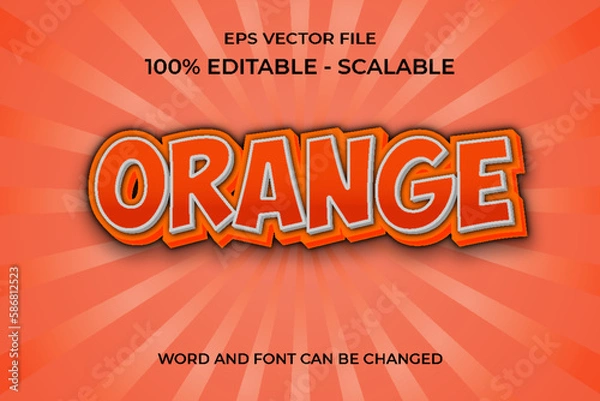 Fototapeta Editable 3d Realistic Orange Text Effect