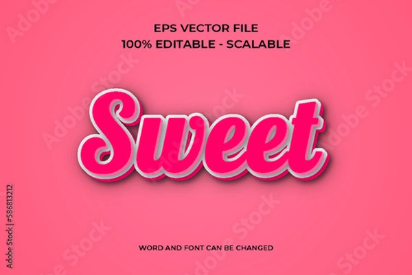 Fototapeta Editable 3d Realistic Sweet Text Effect
