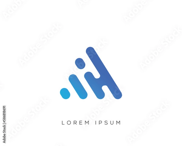 Obraz  AH letter Tech Logo and Connect dots  template design.