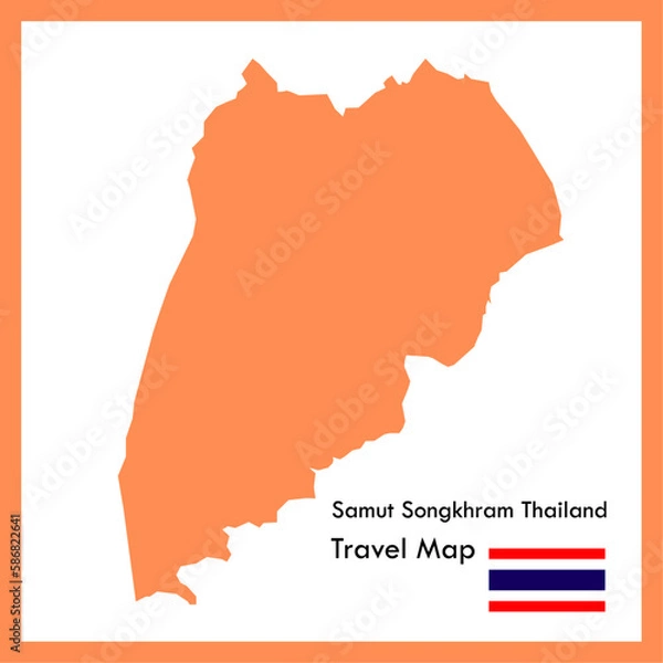 Obraz Orange map, Samut Songkhram province is part of Thailand with flag picture.