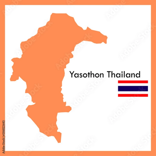 Obraz Orange Map Yasothon Province Be a part of Thailand with the national flag.