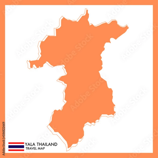Obraz Orange Map Yala Province is a part of Thailand with a national flag.