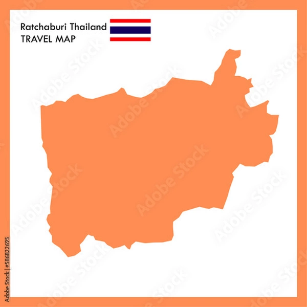 Obraz Orange map, Ratchaburi province is part of Thailand with flag picture.