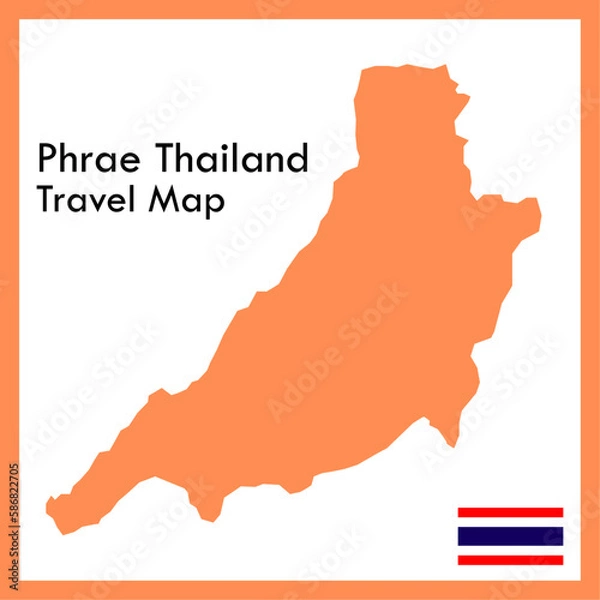 Obraz Orange Map Phrae Province is a part of Thailand with a flag picture.
