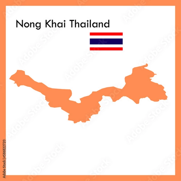 Obraz Orange Map Nong Khai Province is a part of Thailand with a picture of the flag.
