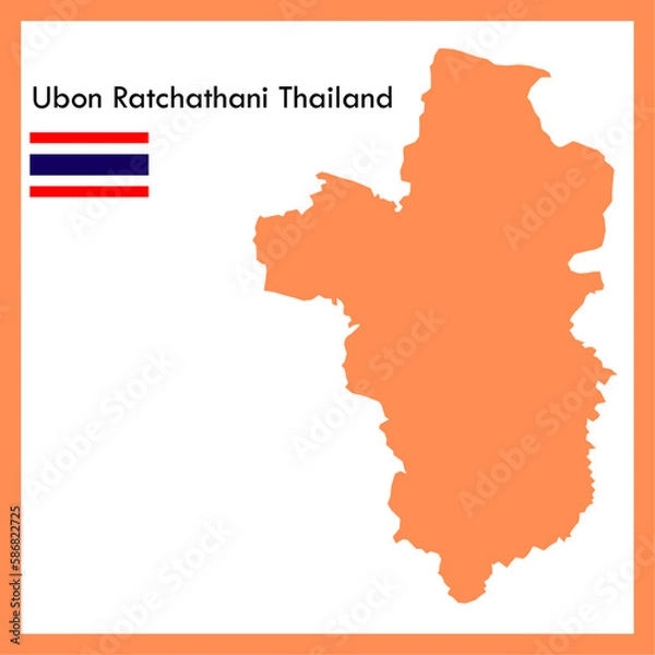 Obraz Orange Map Ubon Ratchathani province is a part of Thailand with a flag picture.
