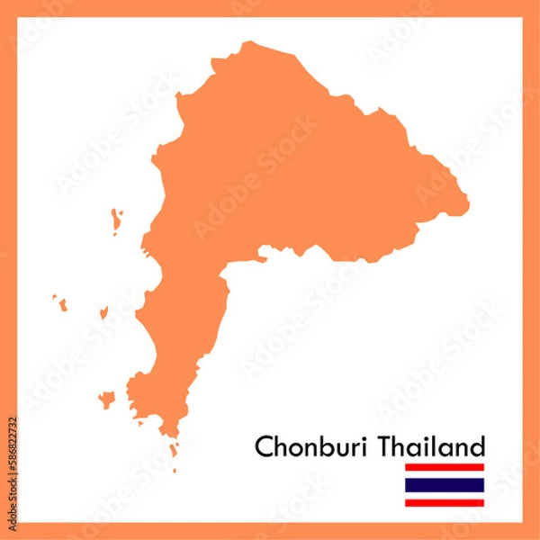 Obraz Orange Map Chonburi Province is a part of Thailand with a flag.