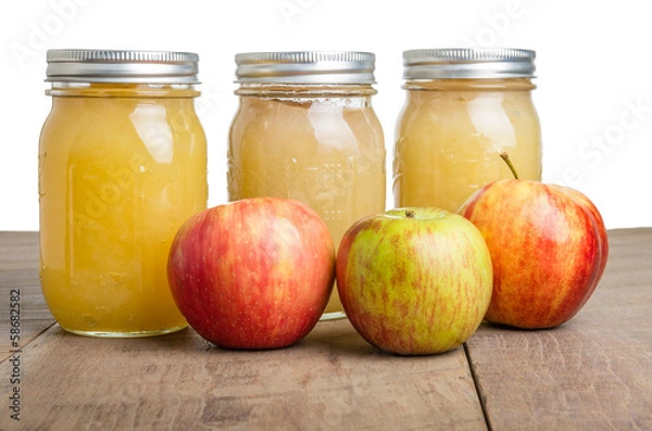 Obraz Jars of apple sauce with apples