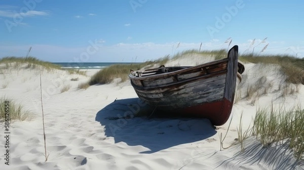 Obraz boat on the beach, generative AI