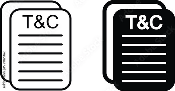 Fototapeta Terms and conditions icon sheet, simple trendy flat style line and solid Isolated vector illustration on white background. For apps, logo, websites, symbol , UI, UX, graphic and web design. EPS 10.