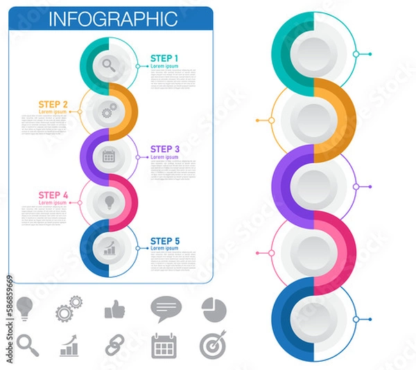 Fototapeta Vector Steps and Timeline Template Modern Style Infographic Stock Vector