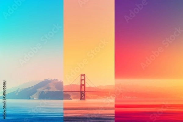 Fototapeta Abstract background in warm colors made with separate parts. Generative AI.