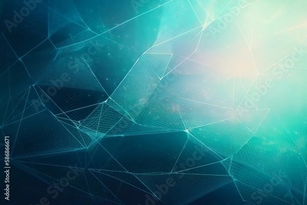 Fototapeta Abstract blue background with lines. Generative AI.