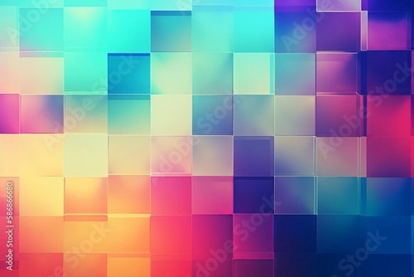 Fototapeta Abstract colorful background with squares. Generative AI.