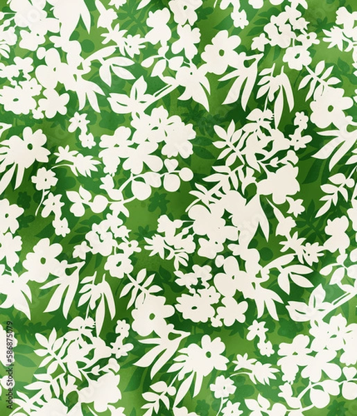 Obraz Abstract Flowers Silhouette Watercolor Effect Tiny Ditsy Florals Branches Trendy Fashion Design Seamless Pattern Chic Colors