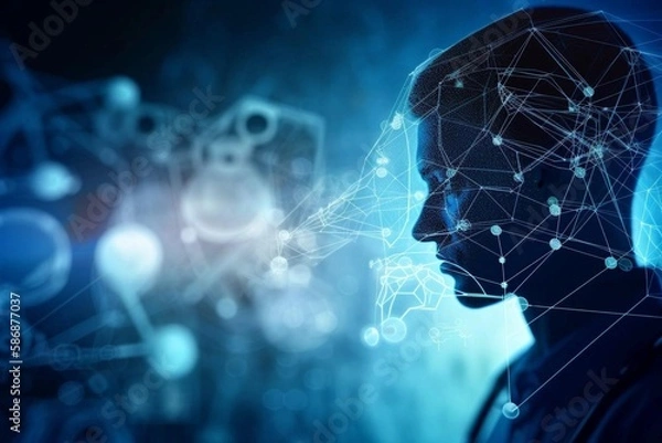 Fototapeta Healthcare networking and data connected of patient on internet digital technologies, AI