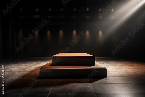 Fototapeta Product placement podium in arena style. Platform for product merchandise, studio background. Generative AI.