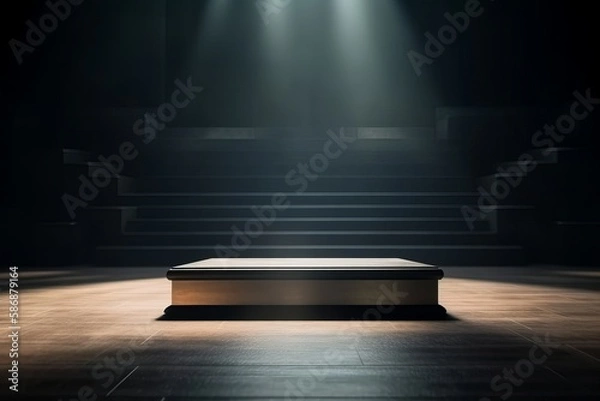 Fototapeta Product placement podium in arena style. Platform for product merchandise, studio background. Generative AI.