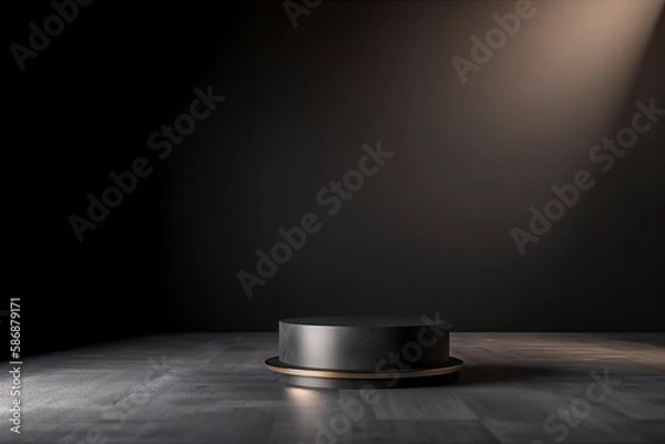 Fototapeta Product placement stone podium platform, studio background. Generative AI.