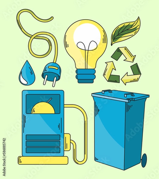 Fototapeta Set Collection Saving Energy 