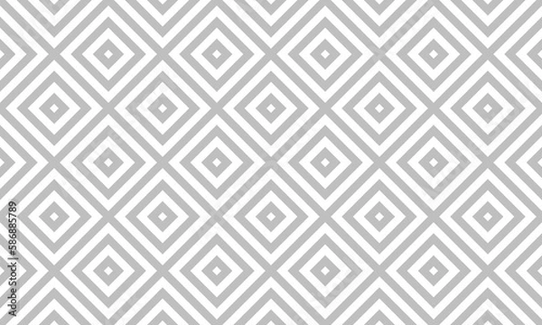 Fototapeta Grey rhombus geometric seamless pattern on white background. Vector Abstract.