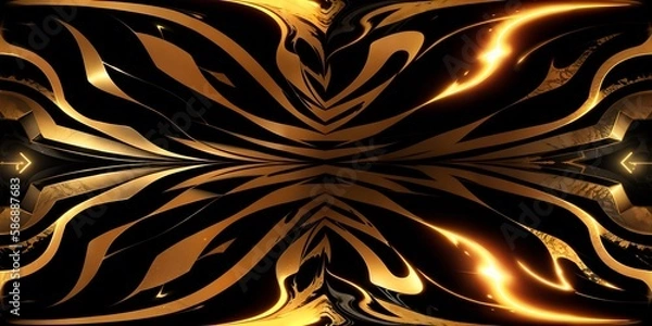 Fototapeta Photo of an abstract black and yellow background with red and yellow swirls