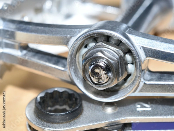 Obraz 自転車のペダルの整備中