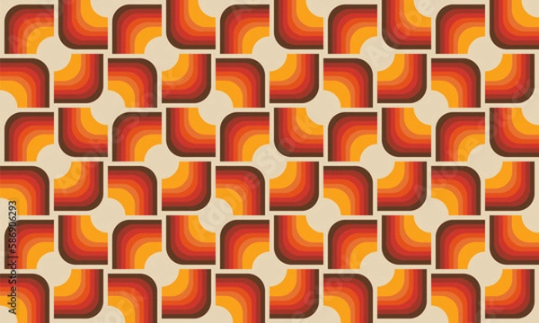 Obraz Seamless geometric vintage retro pattern in 1970s style. Colorful groovy wallpaper, vector illustration