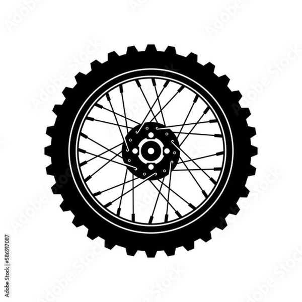 Fototapeta Wheel logo from a bicycle or motorbike on a white background. Vector illustration
