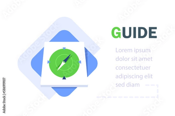 Fototapeta Service for tourists,Guide,compass,flat design icon vector illustration