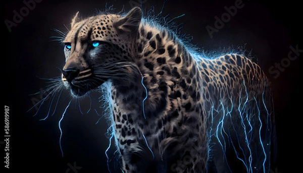 Obraz Neon light Cheetah - Generative AI 