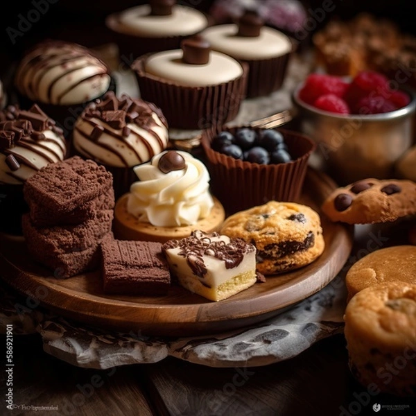 Fototapeta Delicious Sweets Cakes Plate Temptation - generative AI	
