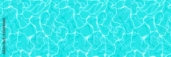 Fototapeta Water ripple top view textured seamless pattern design. Sun light reflection top view swimming pool, ocean, and sea background