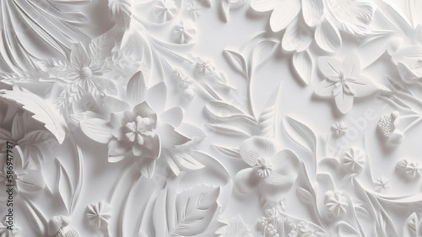 Fototapeta withe background with graphic flower elements for graphic design