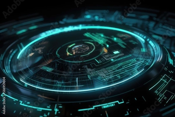 Fototapeta Technology hologram concept, made with generative ai