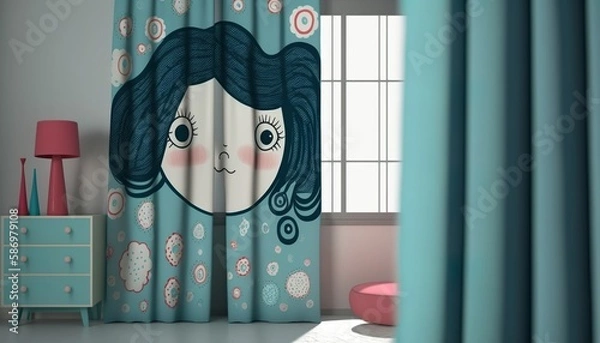 Fototapeta a beautiful, patterned curtain for a pleasant atmosphere in the children's room