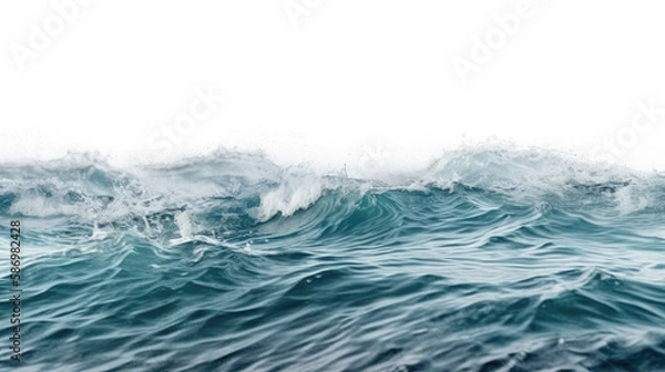 Fototapeta ocean water surface waves , isolated on transparent background cutout , generative ai