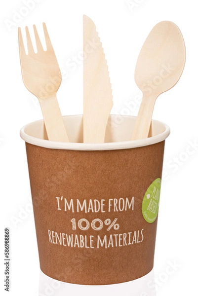 Obraz Wooden single use kitchenware