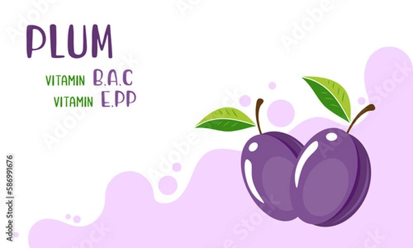 Obraz A pair of plums on a beautiful background indicating vitamins.