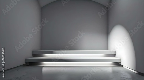 Obraz Light Gray Wall Podium with Beautiful Lighting - Background for Product Presentation