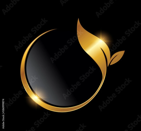 Obraz Golden Leaf Logo Vector Icon