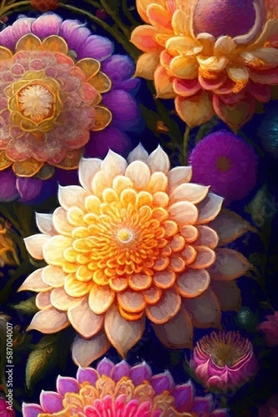 Obraz Creative composition of multicolored flowers