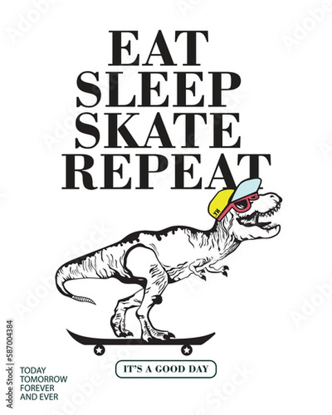 Fototapeta Vector illustration cartoon character skateboarding. Vector design for apparel prints, posters and other uses.