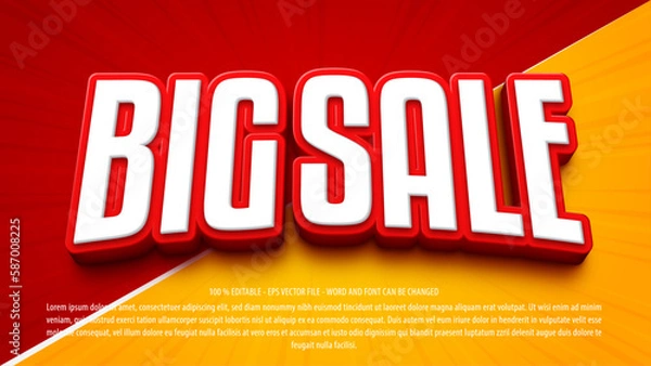 Obraz Big sale 3d bold editable text effect