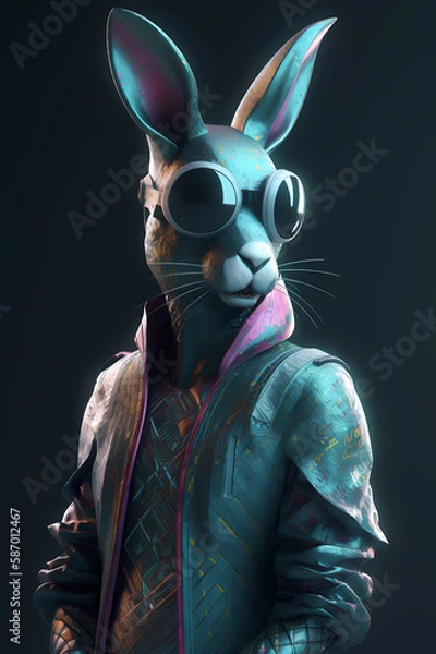 Obraz Futuristic Easter Bunny with clothing