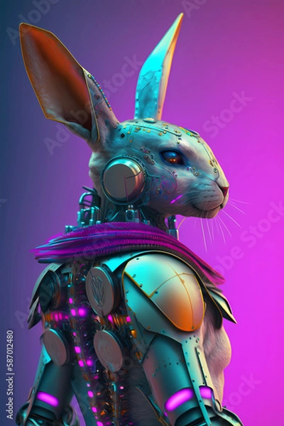 Obraz Futuristic Easter Bunny with clothing